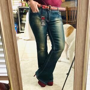 Red Label London Western Women bootcut flared Jeans by Rose Royce Sz 30 NWT